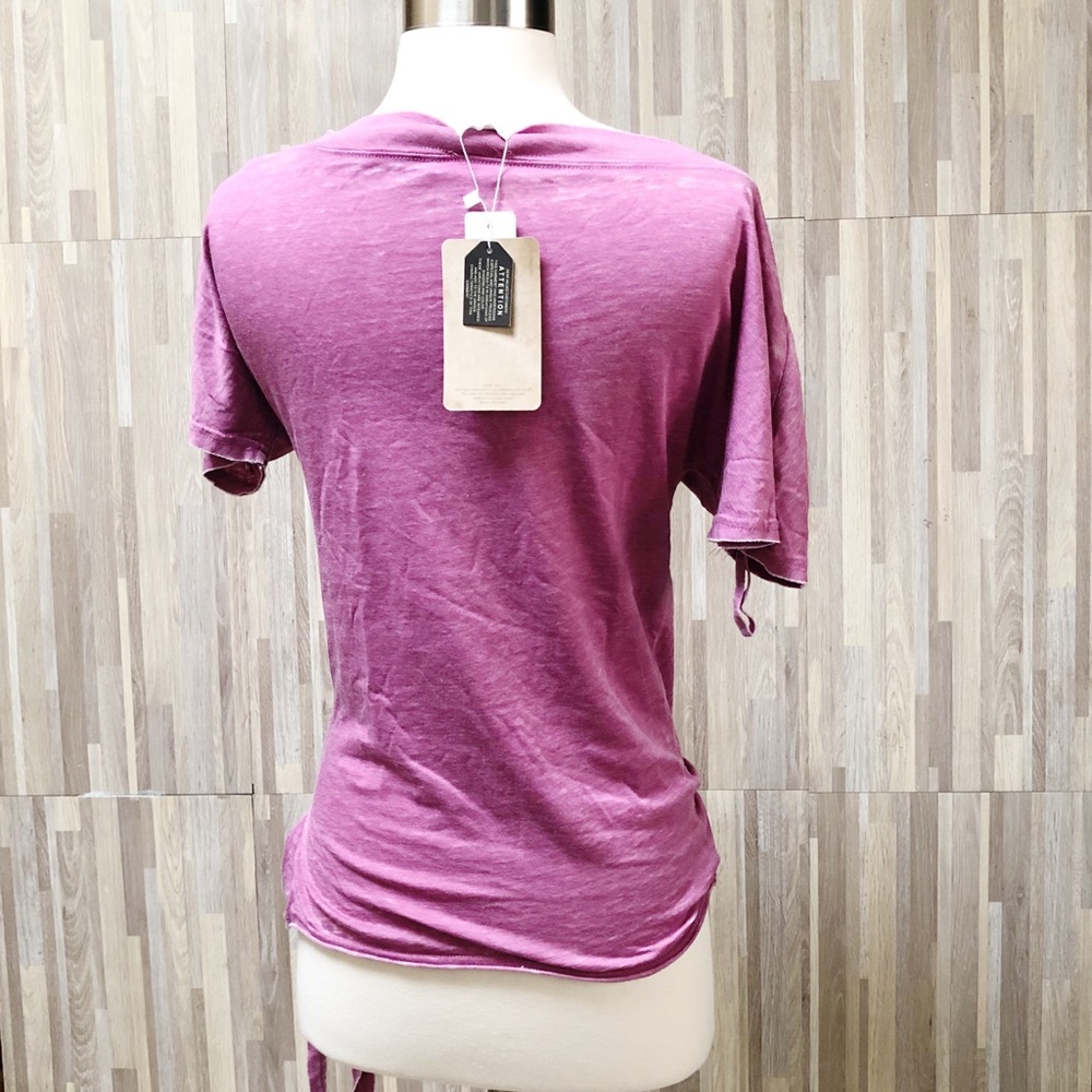 Exist | Distressed Magenta Oversized Waffle Shirt - Picture 3 of 6